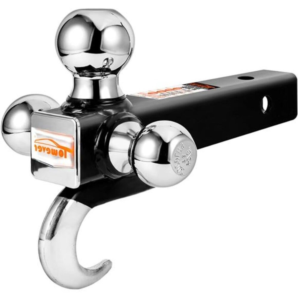 Trailer Hitch TriBall Mount with Hook,3Ball Hitch Fit for Towing Hitch Receiver